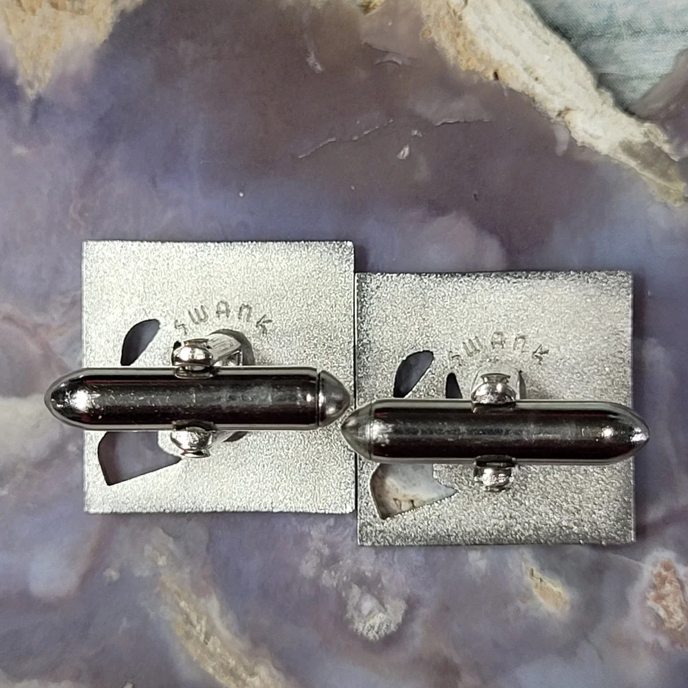 Vintage SWANK Music Note Piano  Silver Square Cufflinks